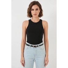 Kadın Halter Yaka Siyah Body