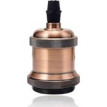 Gümrük Bey Vintage E27 Edison Seramik Lamba Duyu Kırmızı Bakır T210 250V 4A – Retro Tavan Asma Lamba Tutucu