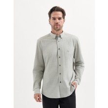 Karaca Yeşil Modern Fit %100 Pamuk Çizgili Gömlek