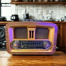 Renas Store Taşınabilir Klasik Am/fm/sw  Retro Ev Radyo USB ile Şarj Olabilen Retro Radyo (5528)