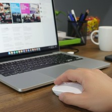 Renas Store Beyaz Renkli Ergonomik Sessiz Kablosuz Mouse – USB Alıcılı, Ofis ve Oyun Için Konforlu Bilgisayar F