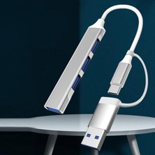 Renas Store 4 Port&amp;apos;lu Bağlantı Istasyonu Ultra Ince USB Bölücü Type-C Tipi Çoklu Arayüz Adaptörü Multi