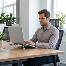Renas Store 1 Çift Yapışkanlı Katlanabilir Laptop Standı – Mini Notebook Yükseltici, Taşınabilir Kaymaz Laptop