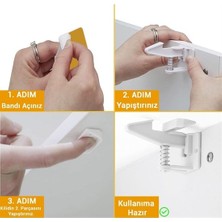 Renas Store Bebek Çocuk Güvenliği Korumalı Yapışkan Çekmece ve Dolap Için Tutucu Gizli Güvenlik Kilidi (5528)