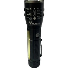 Renas Store P27 Şarjlı LED Metal El Feneri 1000 Lümen Çakarlı (5528)