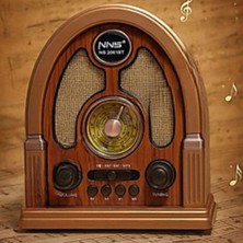 Renas Store Orta Boy Kubbe Model Retro Ahşap Tasarım Bluetooth Hoparlörlü Radyo – Fm/am Destekli, Şarjlı ve Taş