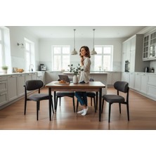 Efe Mobilya T-6008 Kemençe Mdf 70X120 Polo Antrasit Sandalye 4 Kişilik Yemek Masası Takımı