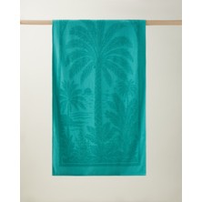 English Home Palmera Pamuk Plaj Havlusu 70X140 cm Yeşil Desenli Ekstra Yumuşak