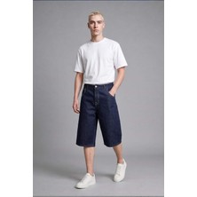 DeFacto %100 Pamuk Süper Baggy Fit Lacivert Bermuda Jean Şort I3978AX26HS