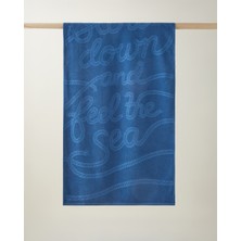 English Home Feel The Sea Pamuk Plaj Havlusu 70X140 cm Indigo Renkli Ek Özelliklerle Rahat Kullanım