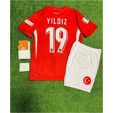 Türkiye Kenan Yıldız Kırmızı Çocuk Forması 4'lü Set (Euro 2024 Patch)