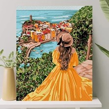 Aesco Sayılarla Boyama Tuval Seti - Sarı Elbiseli Kız (40X50 Cm)