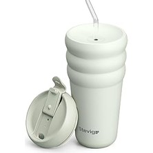 Nacario 3 Bubble Two-Cap Straw Tumbler Çelik Termos 600 Mililitre Lightest Sky ST-247
