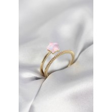 Nhr Kids Gold Renk Zirkon Taşlı Pembe Halley Model Kadın Yüzük 5886 - 153ERD6914-3952