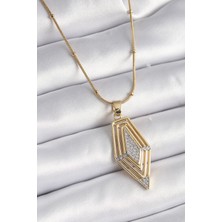Nhr Kids 316L Çelik Gold Renk Zirkon Taşlı Vintage Model Kadın Kolye 5886 - 153ERD6513-6595