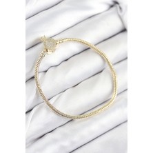 Nhr Kids Pirinç Charm Zirkon Taşlı Taç Model Gold Renk Kadın Bileklik 5886 - 153ERD5547-7976