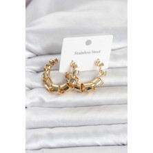 Nhr Kids 316L Çelik Gold Renk Spiral Halka Kadın Küpe 5886 - 153ERD1356-4561