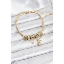 Nhr Kids Pirinç Gold Renk Tinkerbell Charmlı Kadın Bileklik 5886 - 153ERD1931-4439