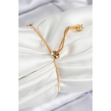 Nhr Kids Pirinç Zirkon Taşlı Kare Model Gold Renk Asansörlü Kadın Bileklik 5886 - 153ERD4077-4851