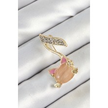 Nhr Kids Zirkon Taşlı 3D Kedi Detaylı Nota Figürlü Gold Renk Kadın Broş 5886 - 153ERD5443-6006