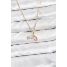 Nhr Kids 316L Çelik Zincir Gold Renk Balık Kuyruğu Model Zirkon Taşlı Kadın Kolye 5886 - 153ERD4656-79