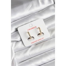 Nhr Kids 14K Gold Renk Kaplama Zirkon Taşlı Halka Model cm Kadın Küpe 5886 - 153ERD7277-5831