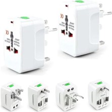 Esranın Dünyası 2 Adet Seyahat Adaptörü, 150 Ülkeye Uygun, USB Girişli Çok Amaçlı Priz Dönüştürücü, Akım Korumalı.