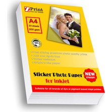 Zprint Yapışkanlı Sticker Fotoğraf Kağıdı A4 20 Yaprak 200 gr Parlak Yüzey Epson Canon HP Uyumlu
