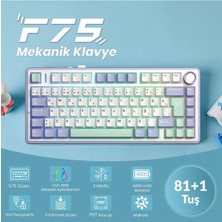 Aula F75 Mekanik Kablosuz TKL Gray Switch Oyun Klavyesi Bluetooth Bağlantı ile Üstün Performans