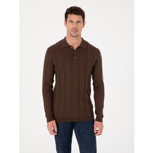 Cacharel Kahverengi Slim Fit Pamuk Karışımlı Polo Yaka Triko Kazak 50318949 VR029