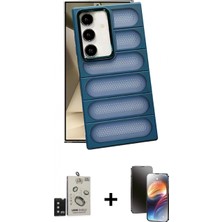 Pileli Store Pilelistore™ Galaxy S24 Kılıf Yadigar Doku Özel Seri - Siyah 3D Antistatik Mat Seramik Nano Ekran Koruyucu + Bilvis Titan Kamera Lens - Sh