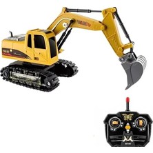 Aesco Uzaktan Kumandalı Işıklı Ekskavatör Modeli, 1:24 Ölçek, Hareketli Kepçe