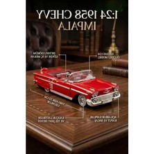 Aesco 1:24 Ölçekli Kırmızı 1958 Chevy Impala Metal Model Araba
