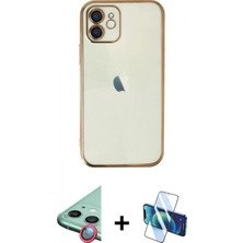 Pileli Store Pilelistore™ iPhone 11 Kılıf Vadi Minimal - Siyah 3D Antistatik Cam Ekran Koruyucu + Raze Metal Kamera Lens - Kı