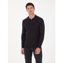 Cacharel Erkek Lacivert Slim Fit Pamuk Karışımlı Polo Yaka Triko Kazak 50318949-VR033