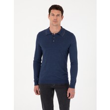 Cacharel Erkek Indigo Slim Fit Pamuk Karışımlı Polo Yaka Triko Kazak 50318712-VR028