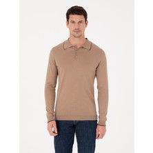 Cacharel Camel Slim Fit Pamuk Karışımlı Polo Yaka Triko Kazak 50318712 VR015