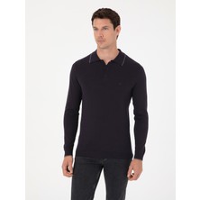 Cacharel Lacivert Slim Fit Pamuk Karışımlı Polo Yaka Triko Kazak 50318712 VR033