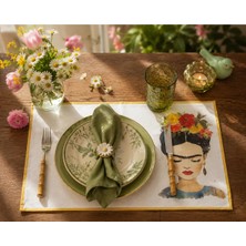 Sister Home Design Floral Fridaa Amerikan Servis Takımı – Premium Dijital Baskılı Dekoratif Supla | Ilkbahar Sofra Konsepti | Modern Bohem Masa Dekoru