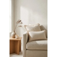 Sister Home Design 2'li Waffle Dokuma Püsküllü Dekoratif Kırlent Kılıfı Seti - %100 Pamuk Boho Tarzı (45X45 Cm)