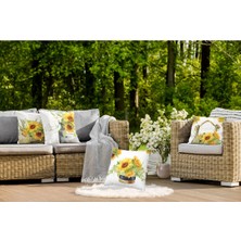 Sister Home Design Ayçiçeği Kırlent Kılıfları 43X43 cm - Sahil Dekoratif Kanepe, 4lü Kırlent Kılıfı No:36