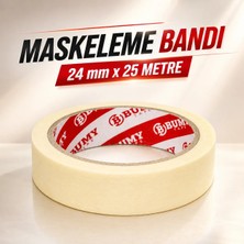 Bumy Maskeleme Boya Bandı 24 mm x 25 metre İz Bırakmayan Dekoratif Kağıt Bantı Bantları