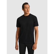 Cacharel Siyah Slim Fit Dokulu Bisiklet Yaka T-shirt 50324381 VR046