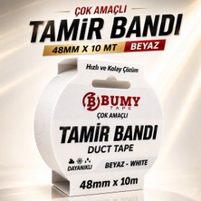 Bumy Beyaz Tamir İzolasyon Bandı 48 mm X 10 Metre Genel Duct Tape Su Geçirmez Sızdırmazlık Takviye Bantları