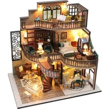Aesco LED Işıklı Ahşap Villa Yapma Seti - Dıy Hobi Kiti