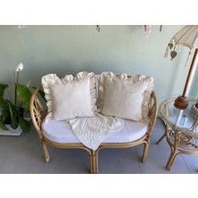 Sister Home Design Keten, Bohem, Fırfırlı, Vintage, 2'li Kare Kırlent Kılıfı
