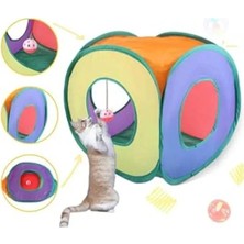 Aesco Kedi Oyun Tüneli Gökkuşağı Renkli 40CM x 40CM Eğlenceli Tasarım