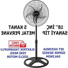 Aesco Sanayi Tip Metal Vantilatör, 180° Hareketli, 80W Güç