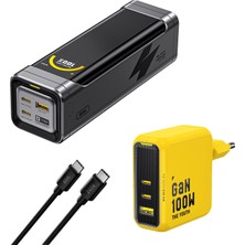 Aohi Black Warrior 25.200 Mah 170W Powerbank, Youth 3 Portlu 100W Şarj Adaptörü Seti