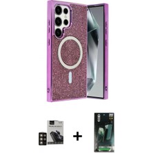 Pileli Store Pilelistore™ Galaxy S24 Ultra Kılıf Eksen Çizgi - Siyah 360 Mat Full Body Arka Koruyucu + Pvd Metal Kamera Lens - Gd